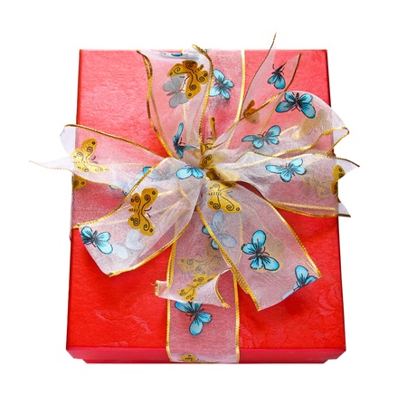 cute gift box isolated on white backgroundの写真素材