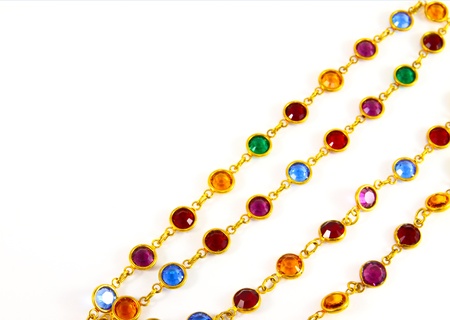 colorful necklace crystal on white backgroundの写真素材