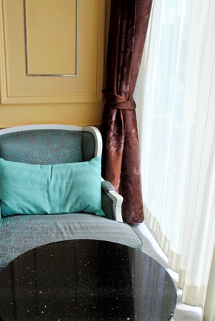 vintage sofa with windowの写真素材