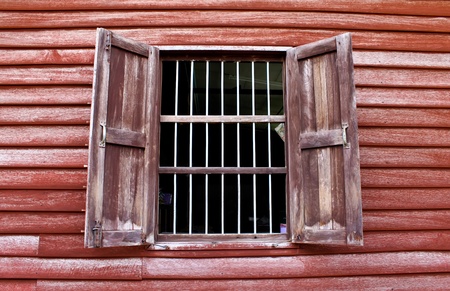 vintage window from thai house style の写真素材