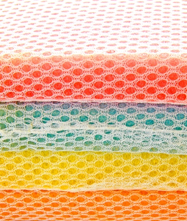 Stack of colorful spongesの写真素材