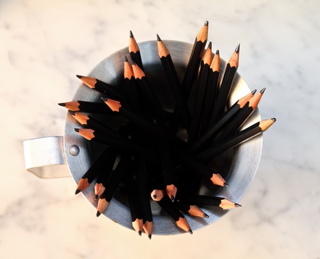 Bunch of pencils on cupの写真素材