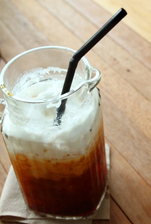 Cold coffee drink on tableの写真素材
