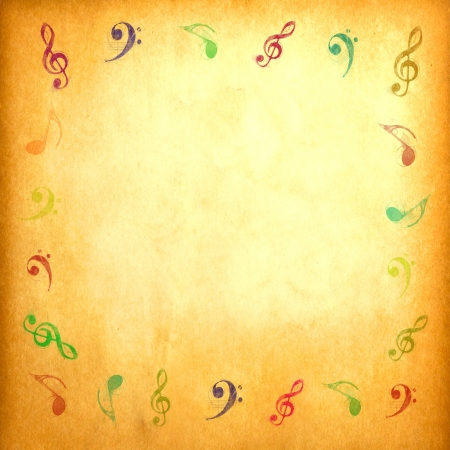 Music note on vintage paper for backgroundの写真素材