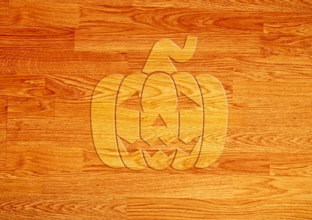 Pumpkin over wooden background for halloweenの写真素材