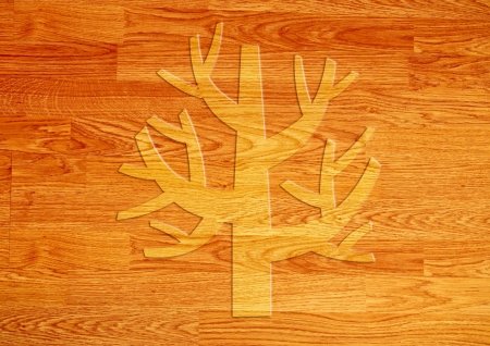 tree over wooden backgroundの写真素材