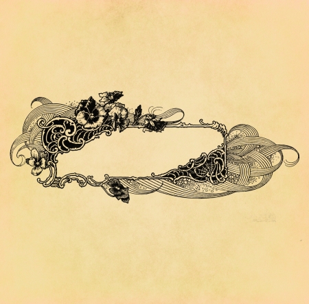 Vintage classical label on old paper with copy spaceの写真素材