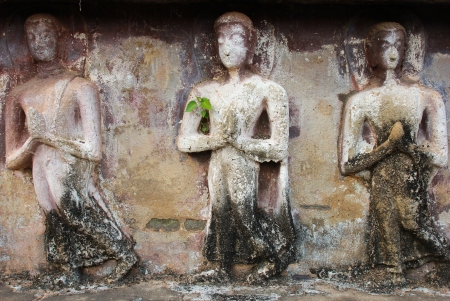 Buddha Statue in Wat Mahathat Temple in Sukhothai Historical park, Thailandの写真素材