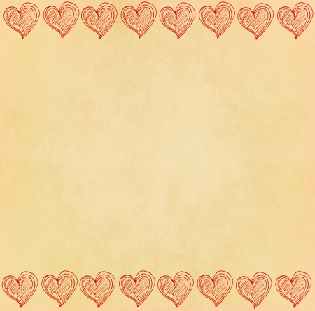 Handwriting heart shape on old paperの写真素材