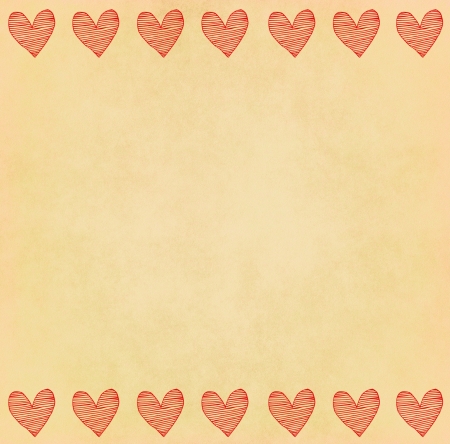 Handwriting heart frame on old paperの写真素材