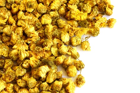 Dried Chrysanthemum Flowers on White Backgroundの写真素材