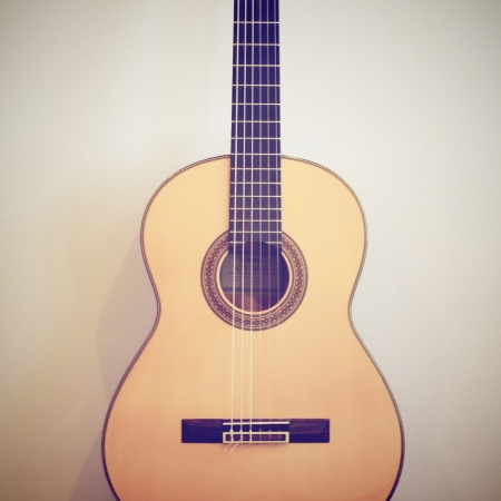 Classical guitar with retro filter effectの写真素材