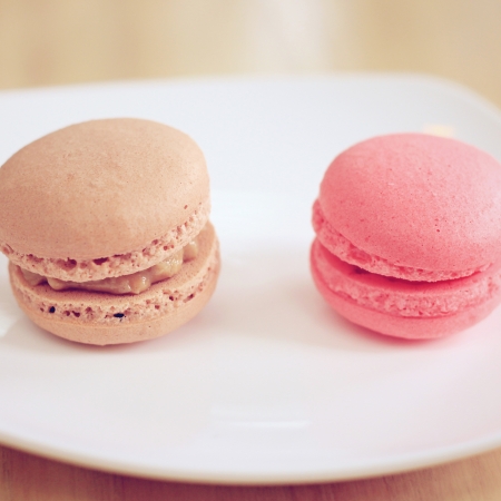 Tasty sweet macaron with retro filter effectの写真素材