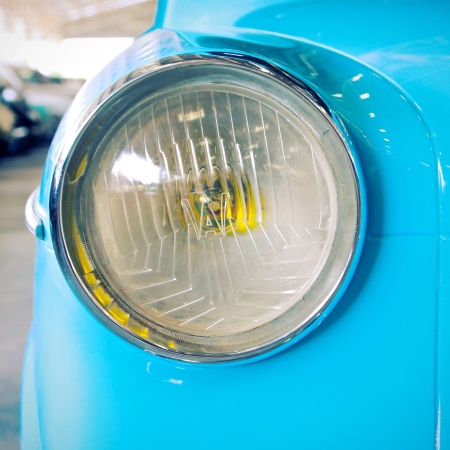 Nakhon Pathom, Thailand - August 28   Blue Vintage Car in Exhibition of Old Cars at Jesada Technik Museum on August 28, 2013 in Nakhon Pathom, Thailandのeditorial素材
