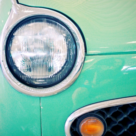 Nakhon Pathom, Thailand - August 28   Green Vintage Car in Exhibition of Old Cars at Jesada Technik...