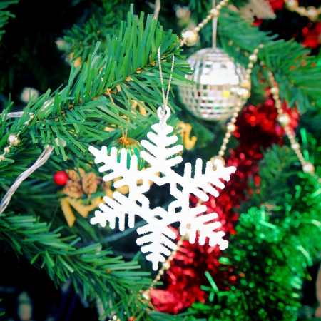 Christmas ornament on the christmas treeの写真素材