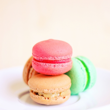 Tasty colorful macaroons with retro filter effectの写真素材