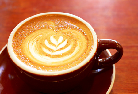 Cup of latte or cappuccino coffeeの写真素材