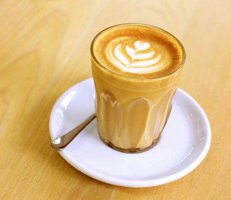Cup of latte or cappuccino coffeeの写真素材