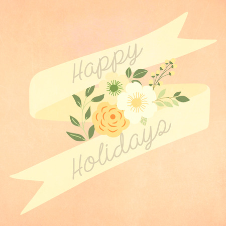 Happy holidays greeting card with retro vintage styleの写真素材