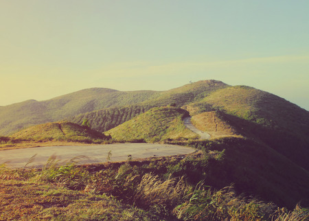 Landscape of beautiful mountain with retro filter effectの写真素材