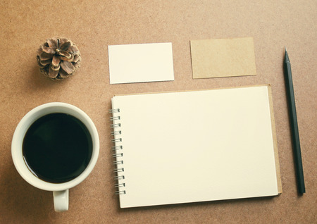 Business identity set and coffee with retro filter effectの写真素材