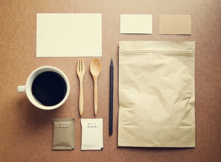 Coffee identity mockup set with retro filter effectの写真素材