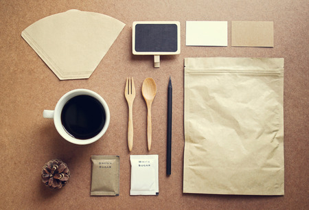 Coffee identity mockup set with retro filter effectの写真素材