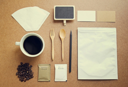 Coffee identity mockup set with retro filter effectの写真素材