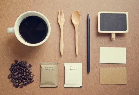 Coffee identity mockup set with retro filter effectの写真素材
