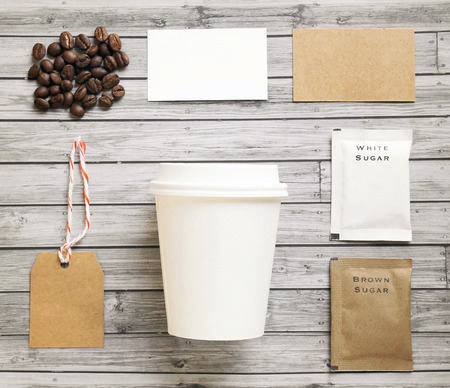 Coffee identity mockup set with retro filter effectの写真素材