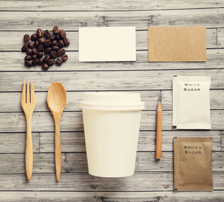Coffee identity mockup set with retro filter effectの写真素材