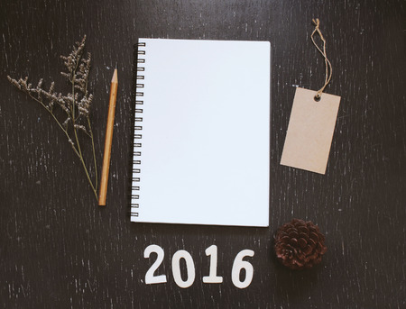 Craft and stationery mockup for creative work design with 2016の写真素材