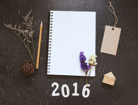 Craft and stationery mockup for creative work design with 2016の写真素材