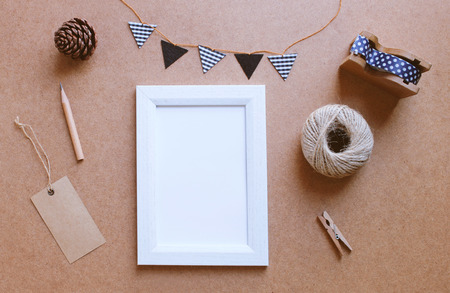 Photo frame mockup and cute craft decorated