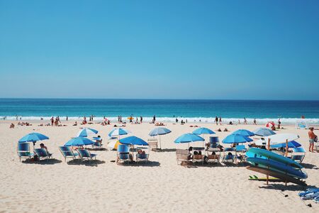 SYDNEY, AUSTRALIA - January 22, 2019: People relaxing on the beach on a beautiful day, Bondi Beach is a famous place in Sydneyのeditorial素材