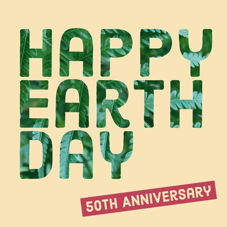 Happy Earth Day 50th anniversary on green plant background, save the earth and eco friendly conceptの写真素材