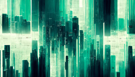 Abstract digital cyber background, Big data code matrix futuristic, digital art style, illustration design, technology conceptの写真素材