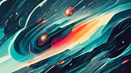 Abstract galaxy cosmic orbit space background, illustration art fantasy design, retro styleの写真素材