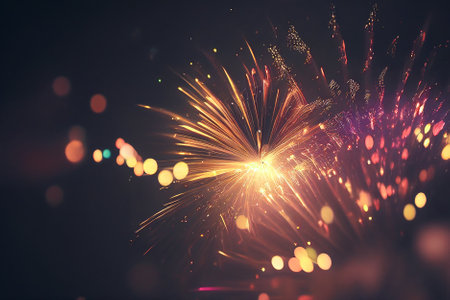 Abstract holiday concept colorful fireworks background, happy new year festival celebration