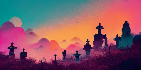 Colorful Dia de los muertos mexican holiday Day of Dead, Digital style, 3d renderingの写真素材