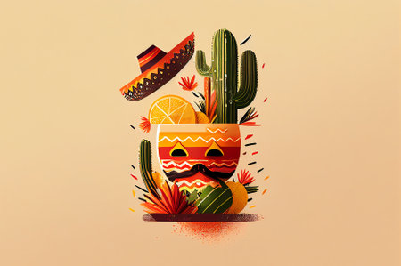 Cinco De Mayo, Mexican holiday 5 May, party invitation and greeting card design, generative aiの素材
