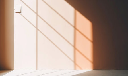 Abstract of natural window shadow overlay in modern empty room interior design background, mockup and display for presentationの素材