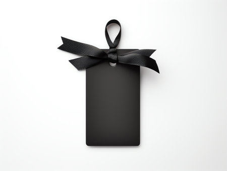 Blank empty black price tag for sale promotion on white background, black friday conceptの素材