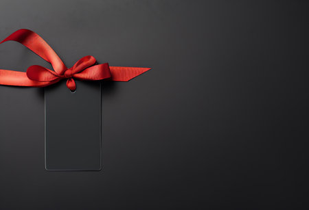 Blank empty black price tag for sale promotion on black background, black friday conceptの素材