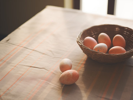 Happy easter eggs, interior lifestyle scene, aesthetic vintage styleの素材