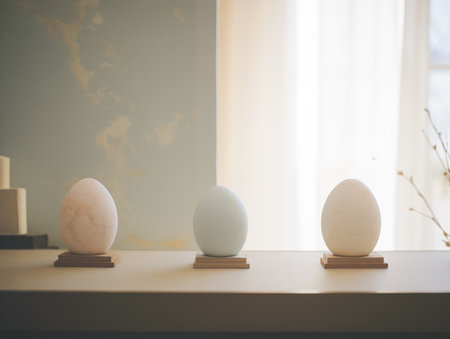 Happy easter eggs, interior lifestyle scene, aesthetic vintage styleの素材