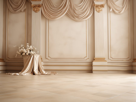 Luxury wedding ceremony interior wall background and copy spaceの素材
