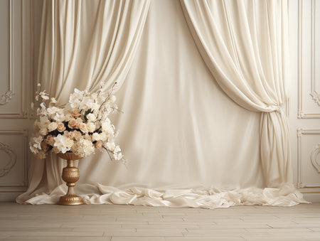 Luxury wedding ceremony interior wall background and copy spaceの素材