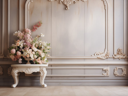 Luxury wedding ceremony interior wall background and copy spaceの素材